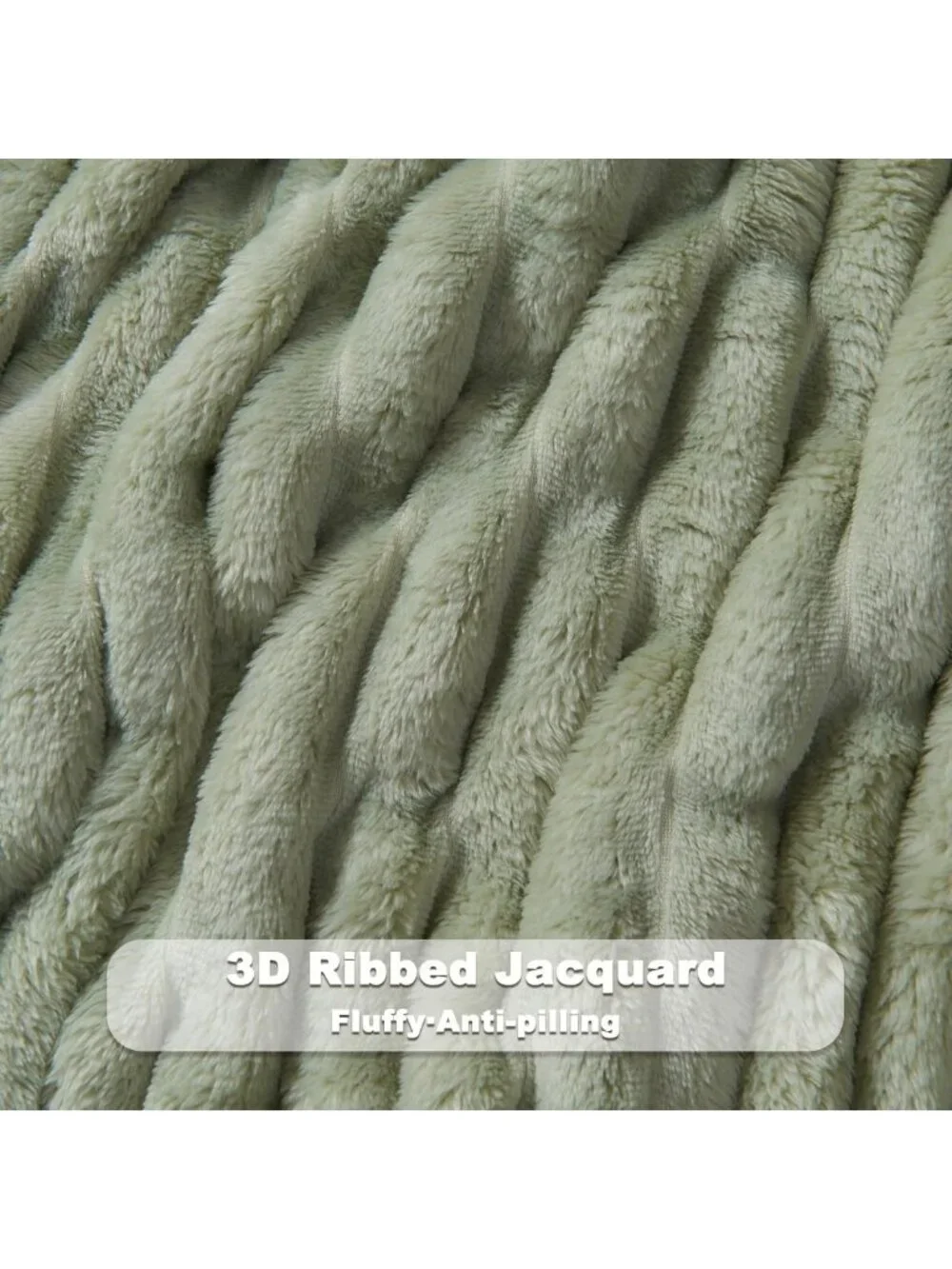 Cozy Sage Green Ribbed Throw Blanket | Soft Silky Flannel Fleece | All Season